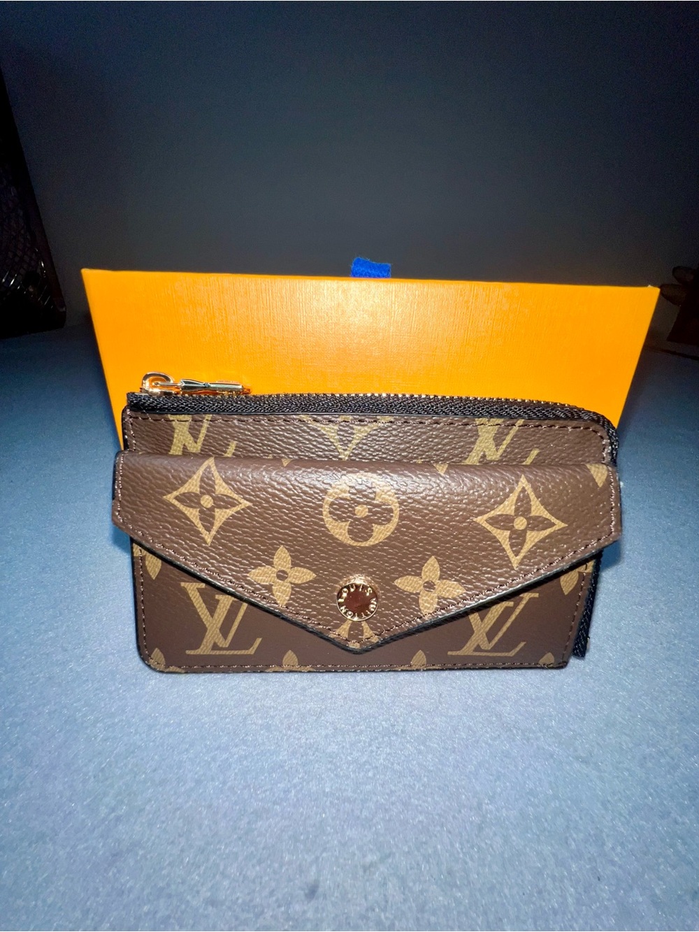 Louis Vuitton Monogram Brown Gold Zipped Coin Purse Card Holder